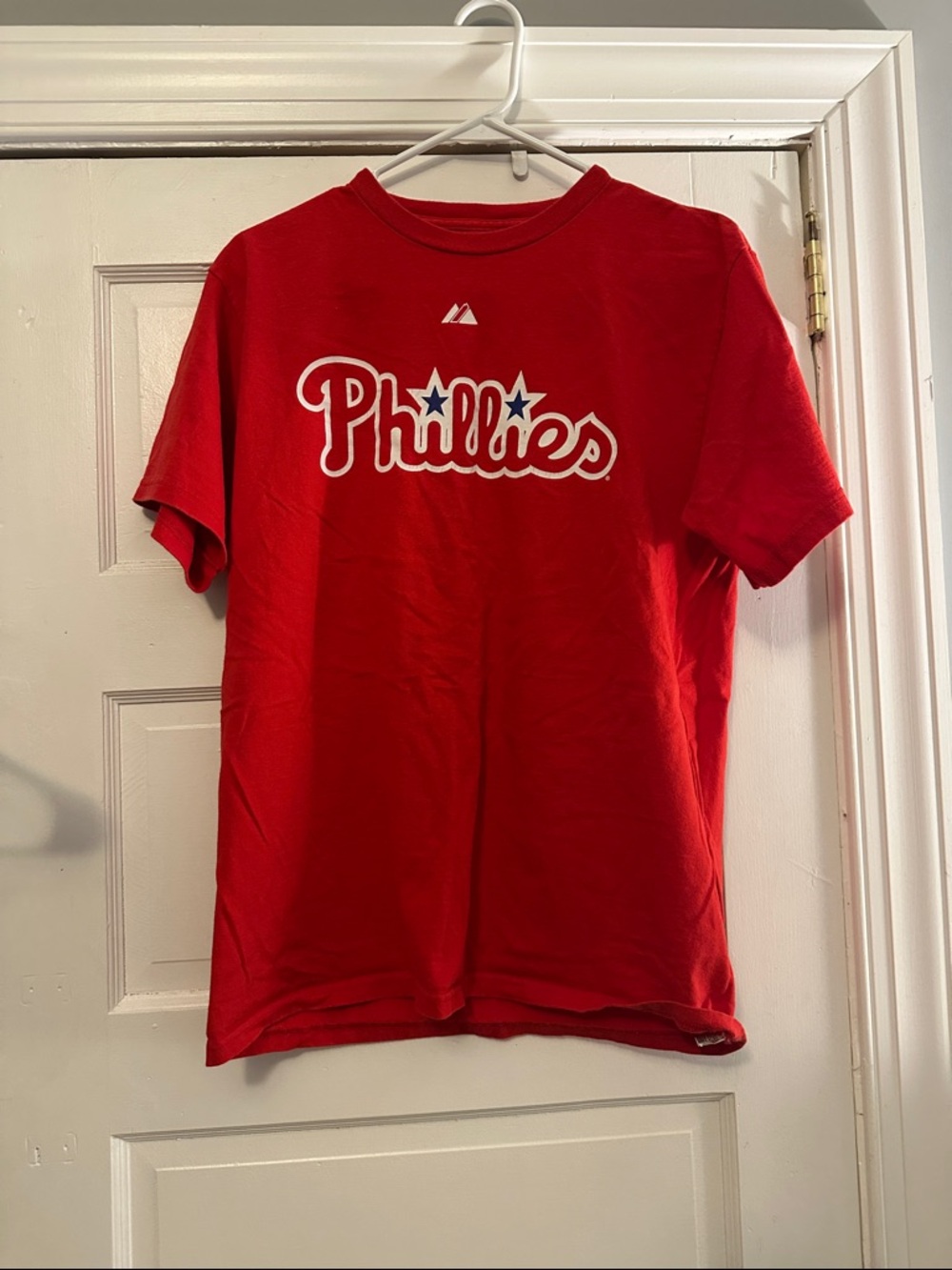 Majestic Phillies Red Graphic Tee with White & Navy Logo